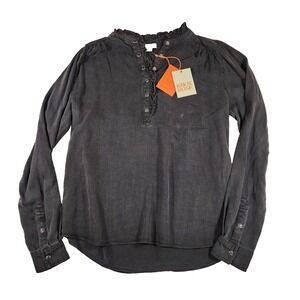 Knox Rose NWT Black Womens S Long Sleeve Pearl Snap Shirt